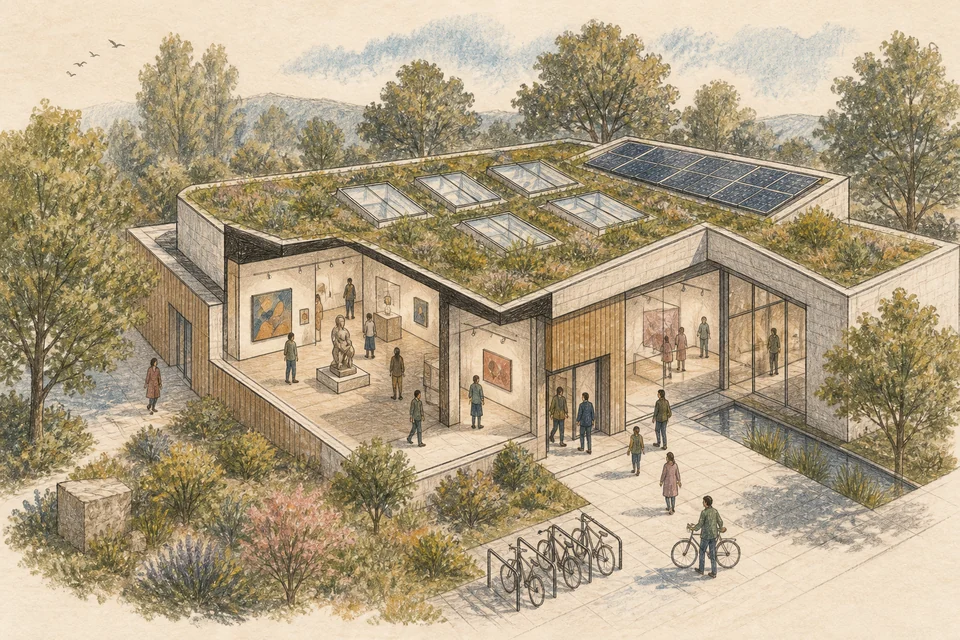 Progetto illustrato di un museo sostenibile