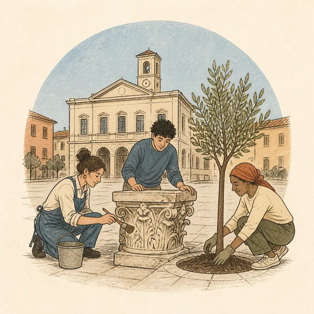 Ragazzi che si prendono cura del patrimonio e degli spazi comuni